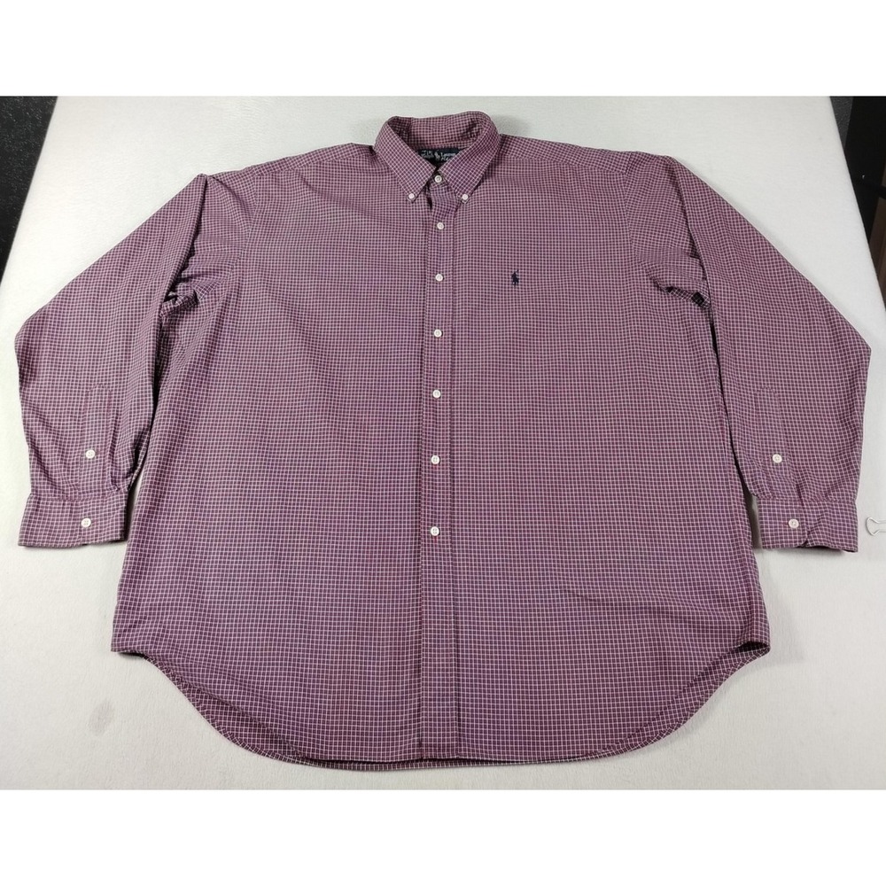 Ralph Lauren Shirt Mens 2XL Red Check Long Sleeve Button Down Blake Classic